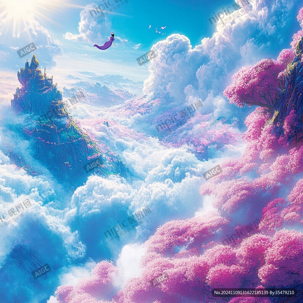 3d云海悬浮小岛