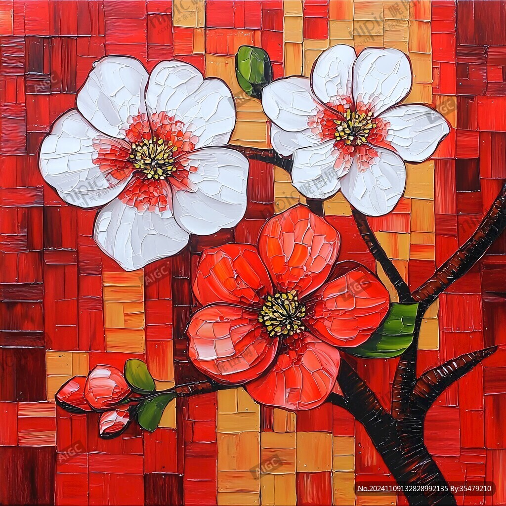 小红花墙画