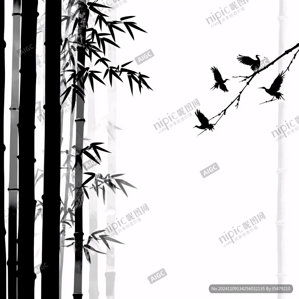 水墨竹影意境