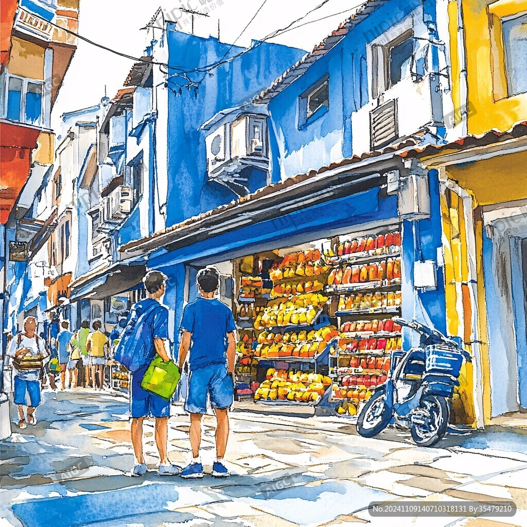 街边小店插画