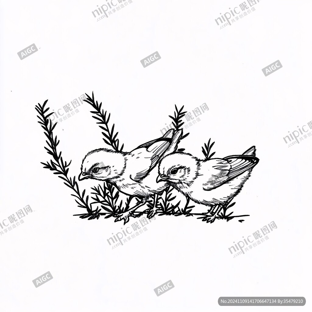 手绘鸭拓草