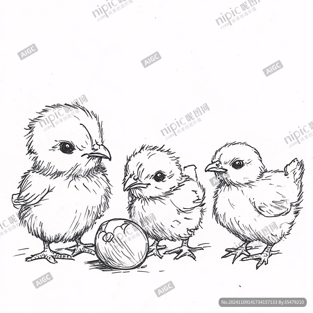 手绘雏鸡