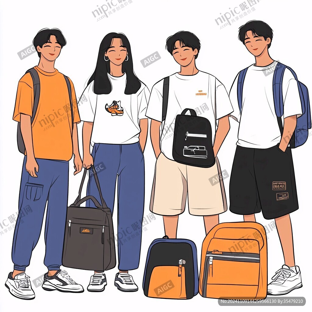 服装背包插画图片