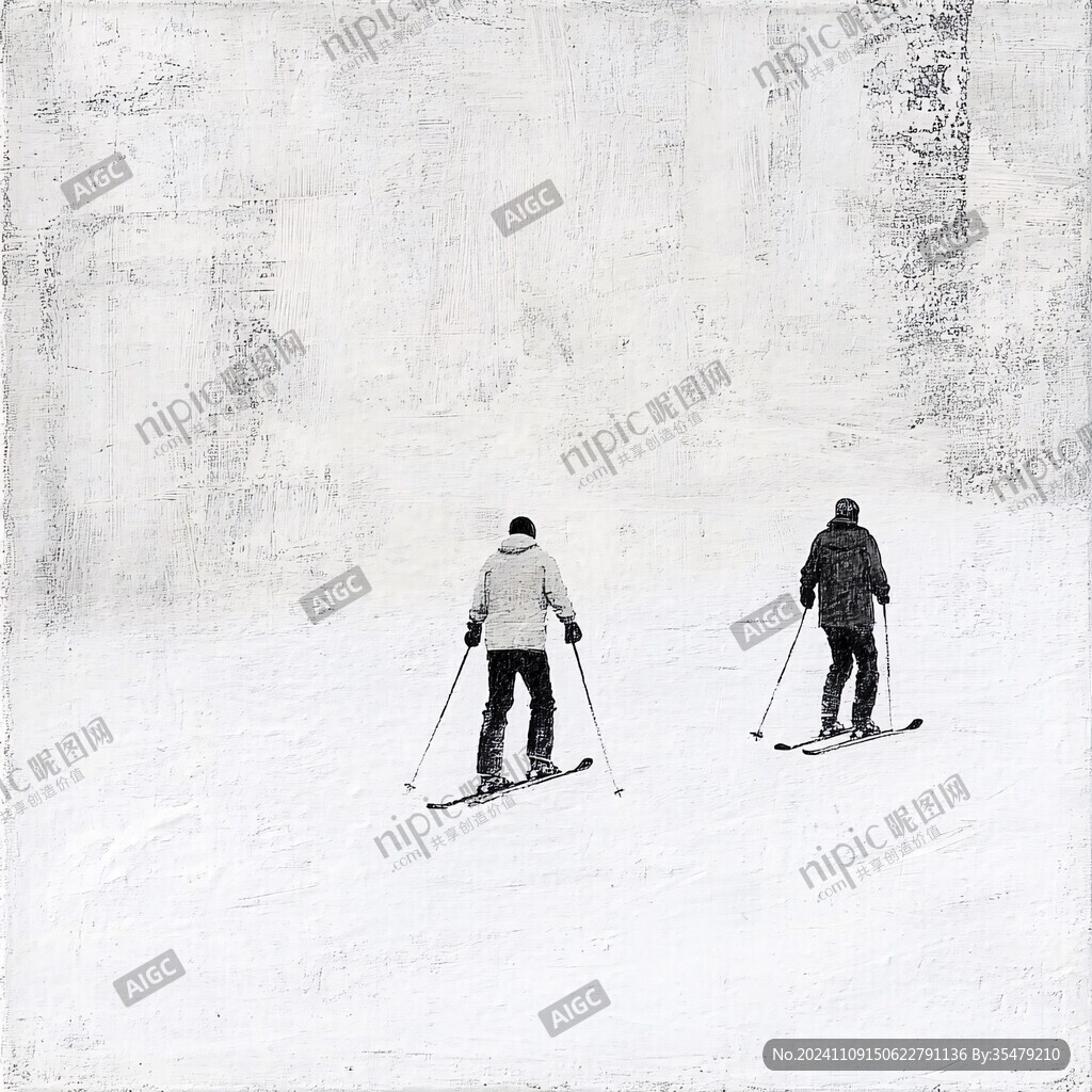 两个人正面滑雪者