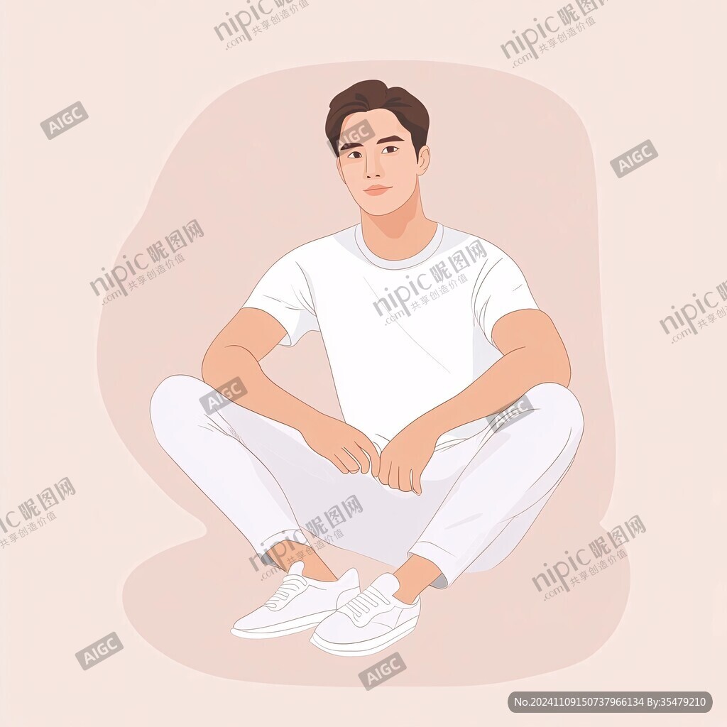 坐姿人物插画