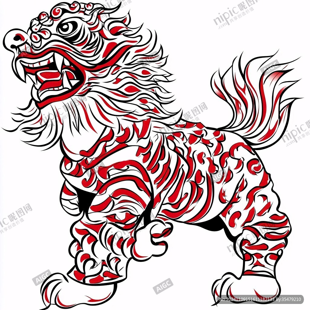 醒狮线条轮廓