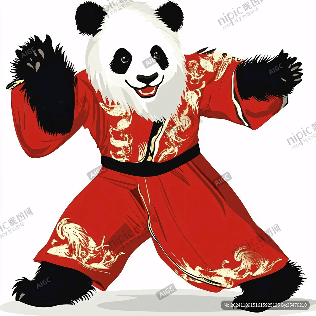 卡通练武熊猫