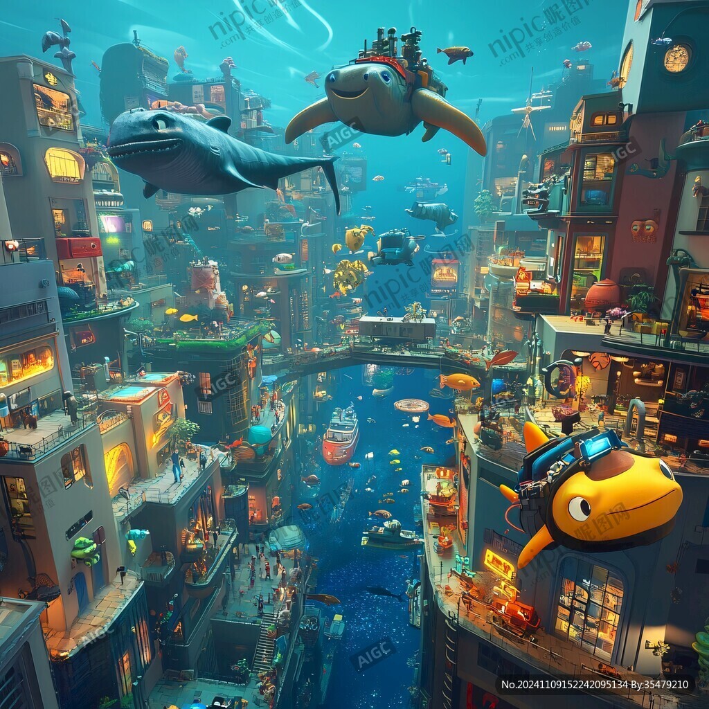 智造未来城市3d鲸鱼