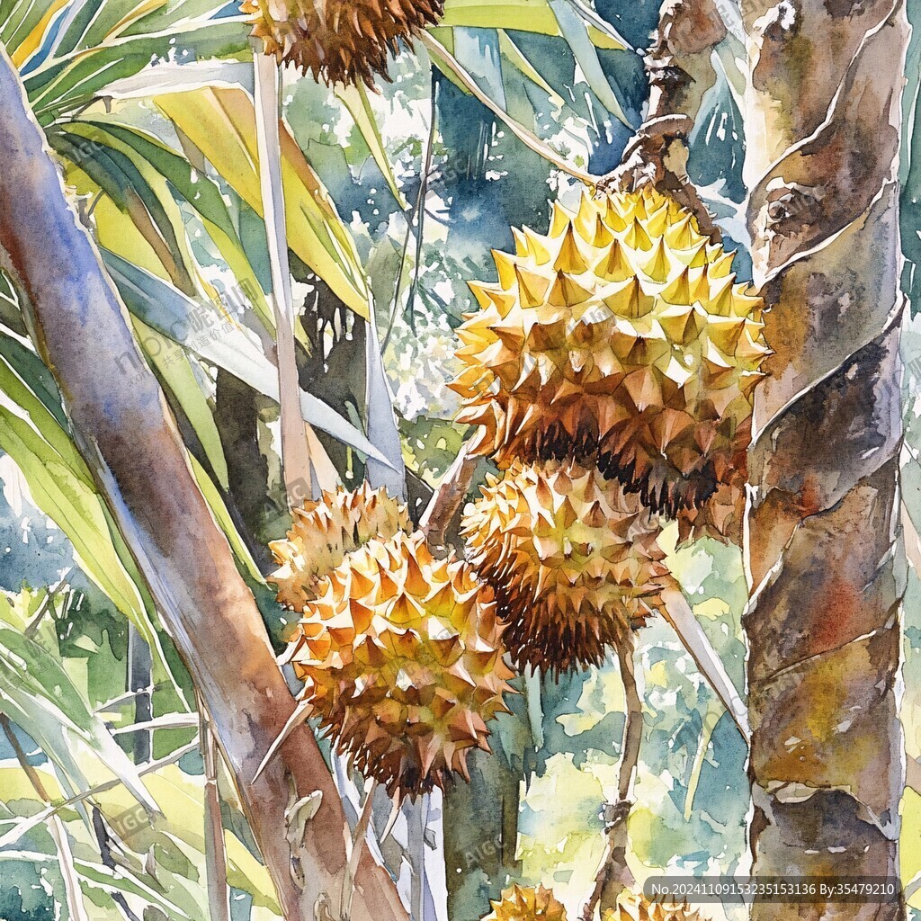 金枕榴莲插画