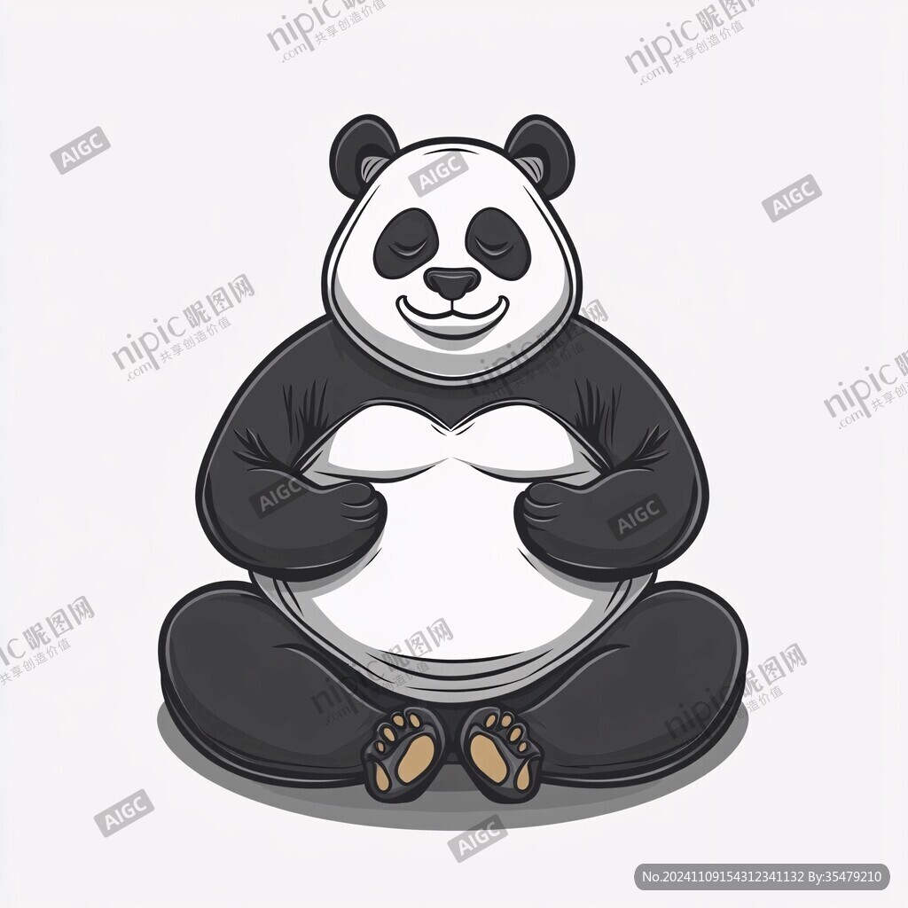 熊猫打坐logo设计