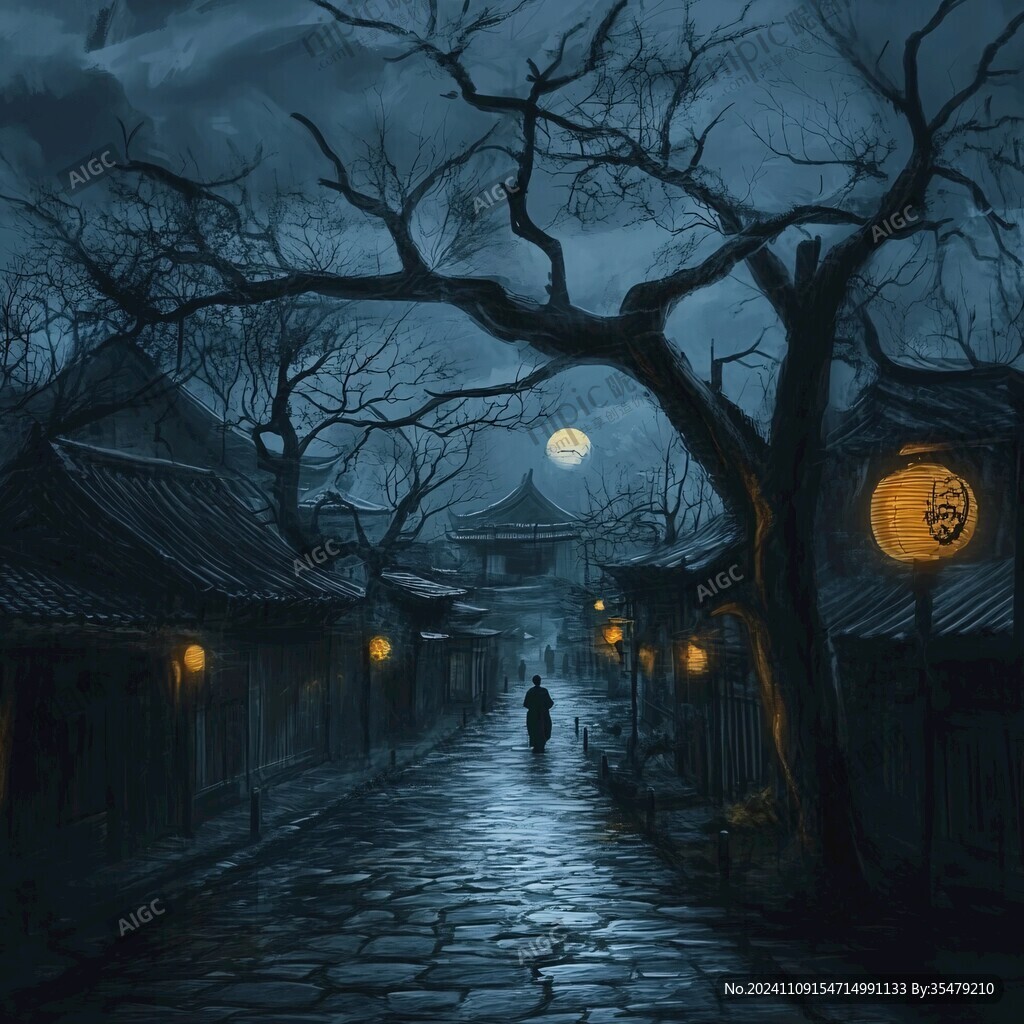 月光下的胡同