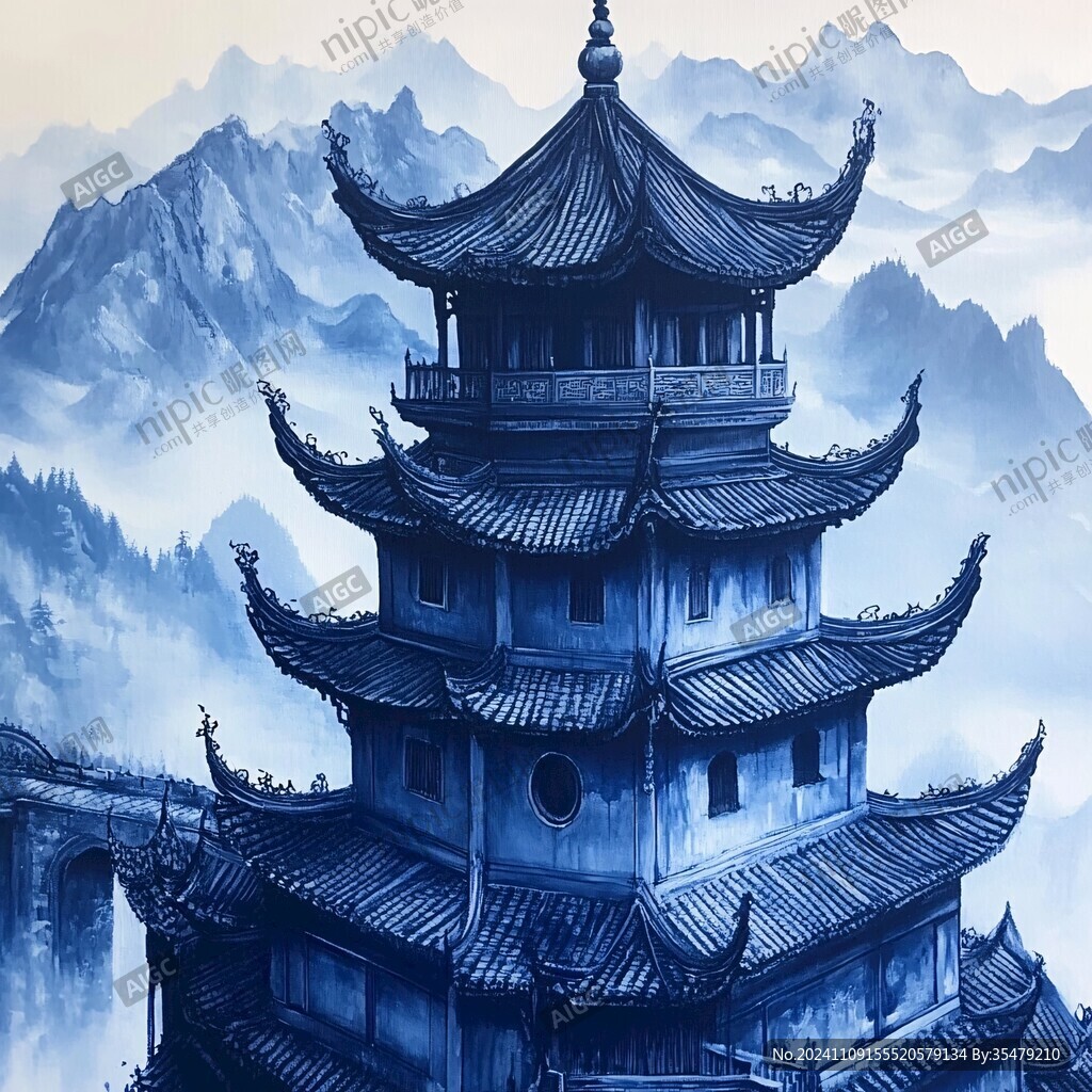 飞英塔插画
