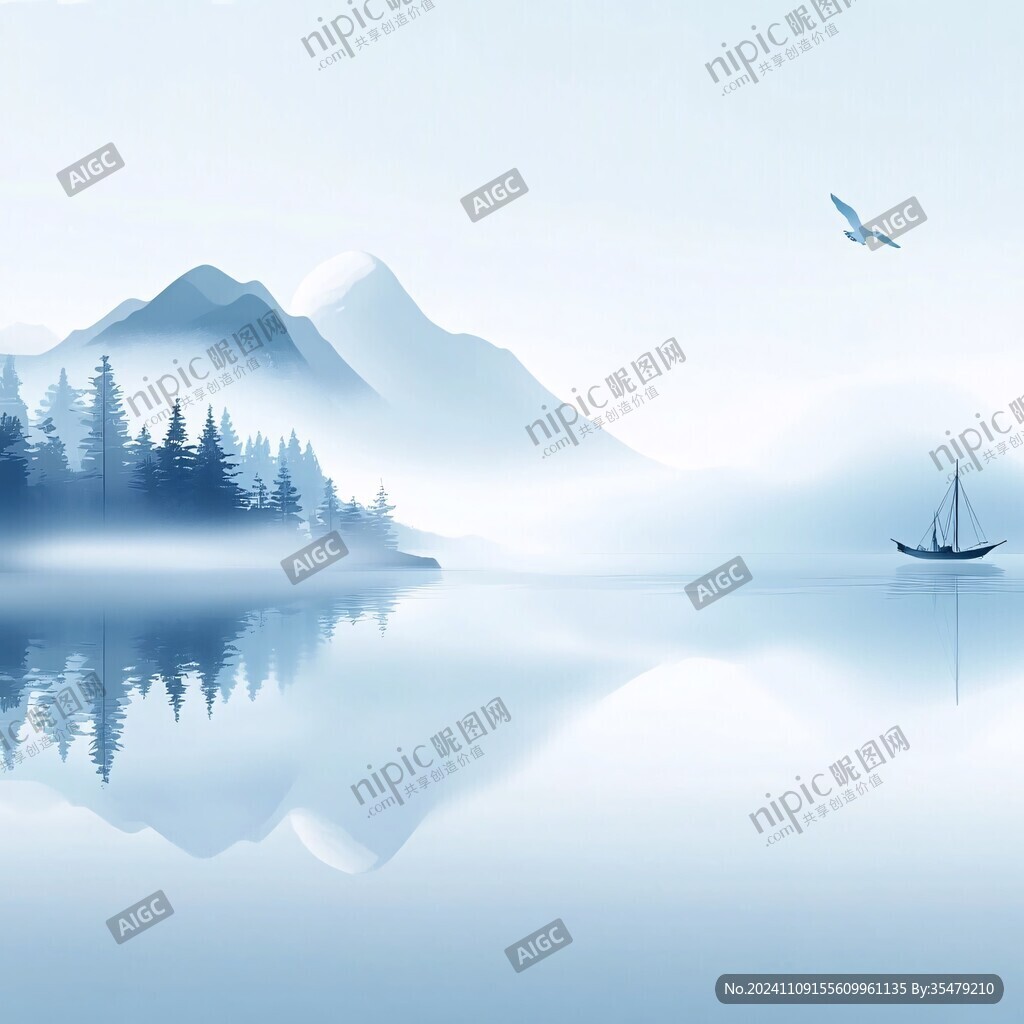 蓝色梦幻山水风情