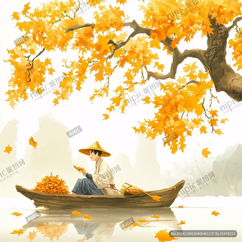 古风秋天景色插画