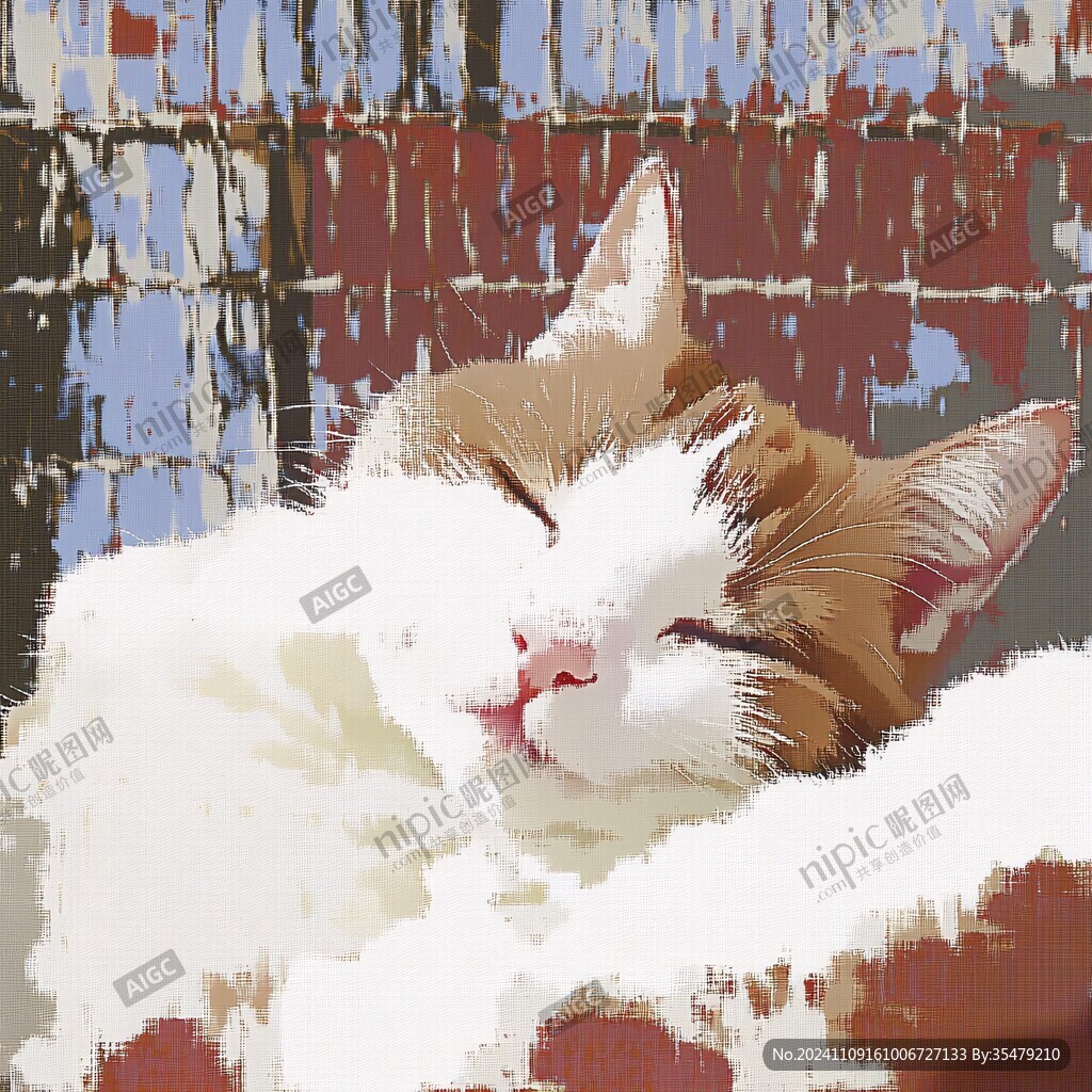 晒太阳的猫插画