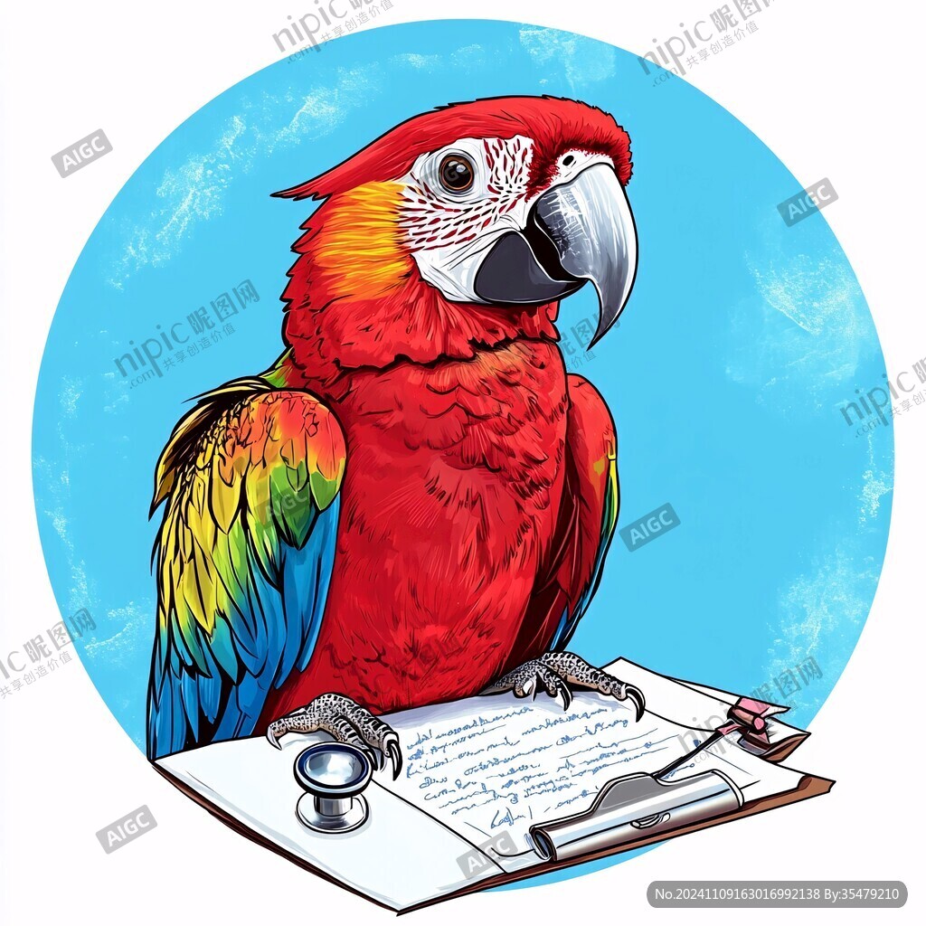 插画鹦鹉
