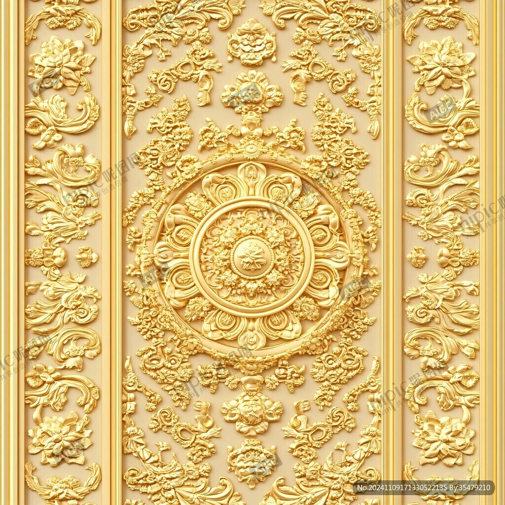 欧式圆形浮雕金花