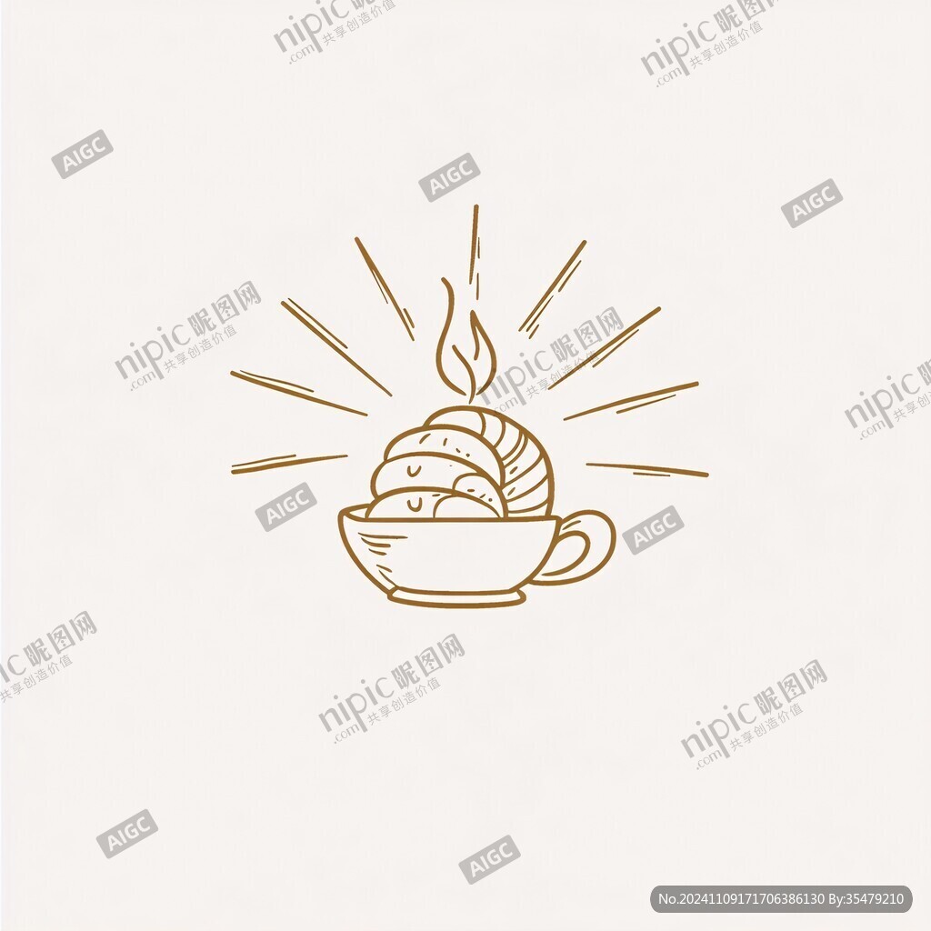 咖啡线描插画