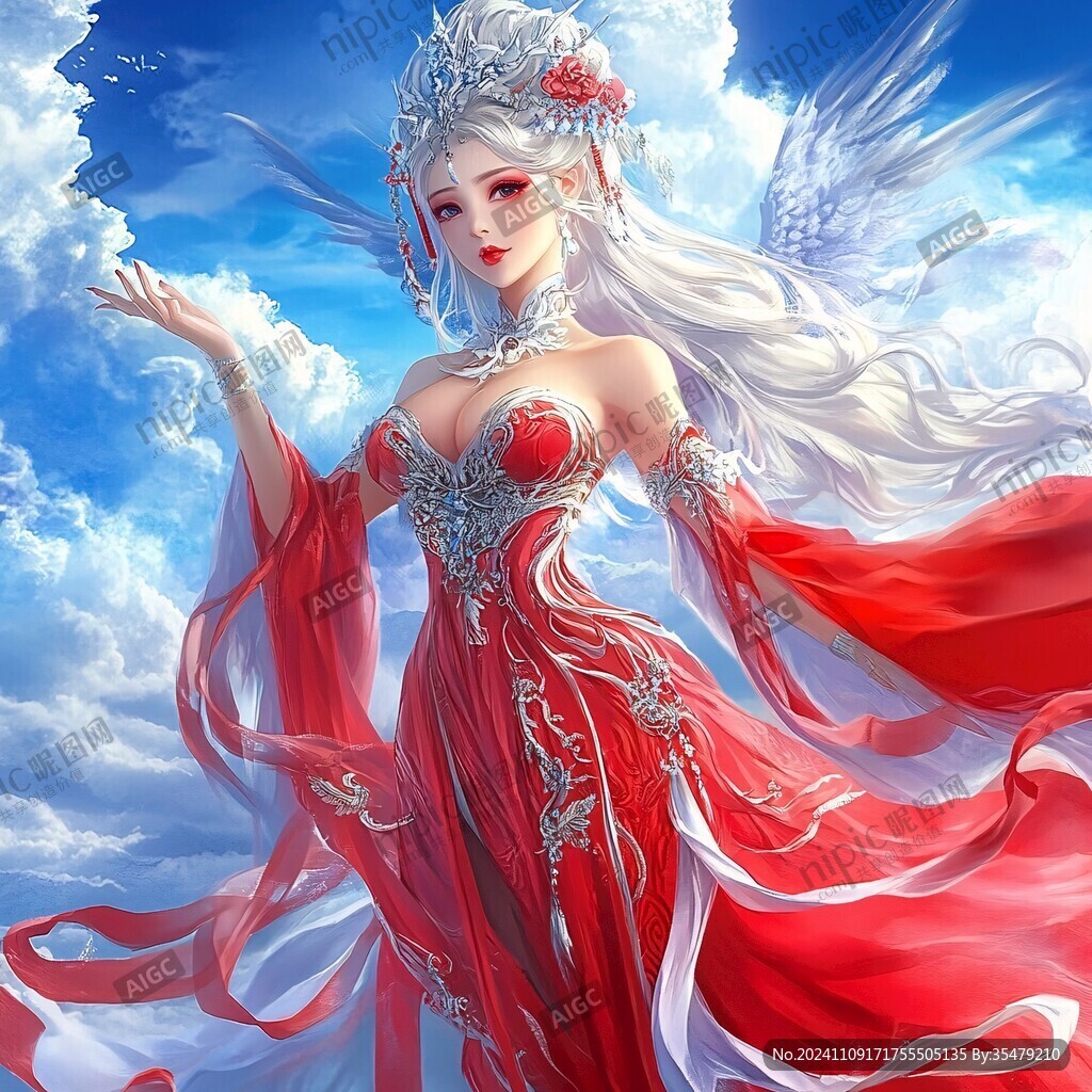 红衣少女设计古风