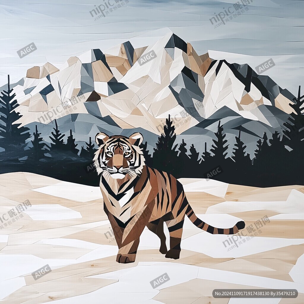 老虎扁平插画
