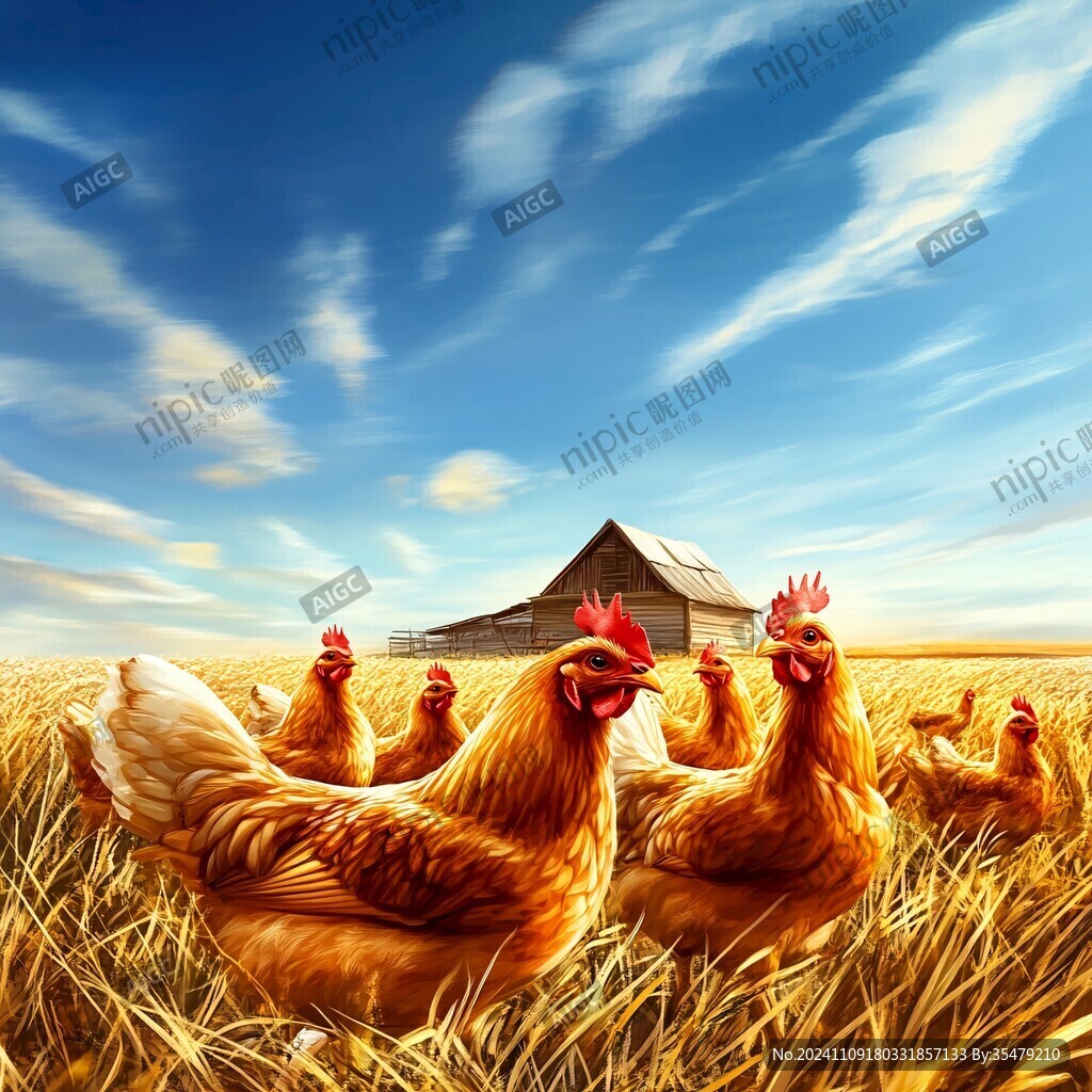 田间鸡插画