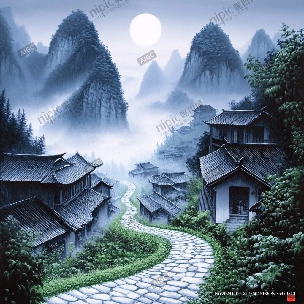 3d工笔山水图