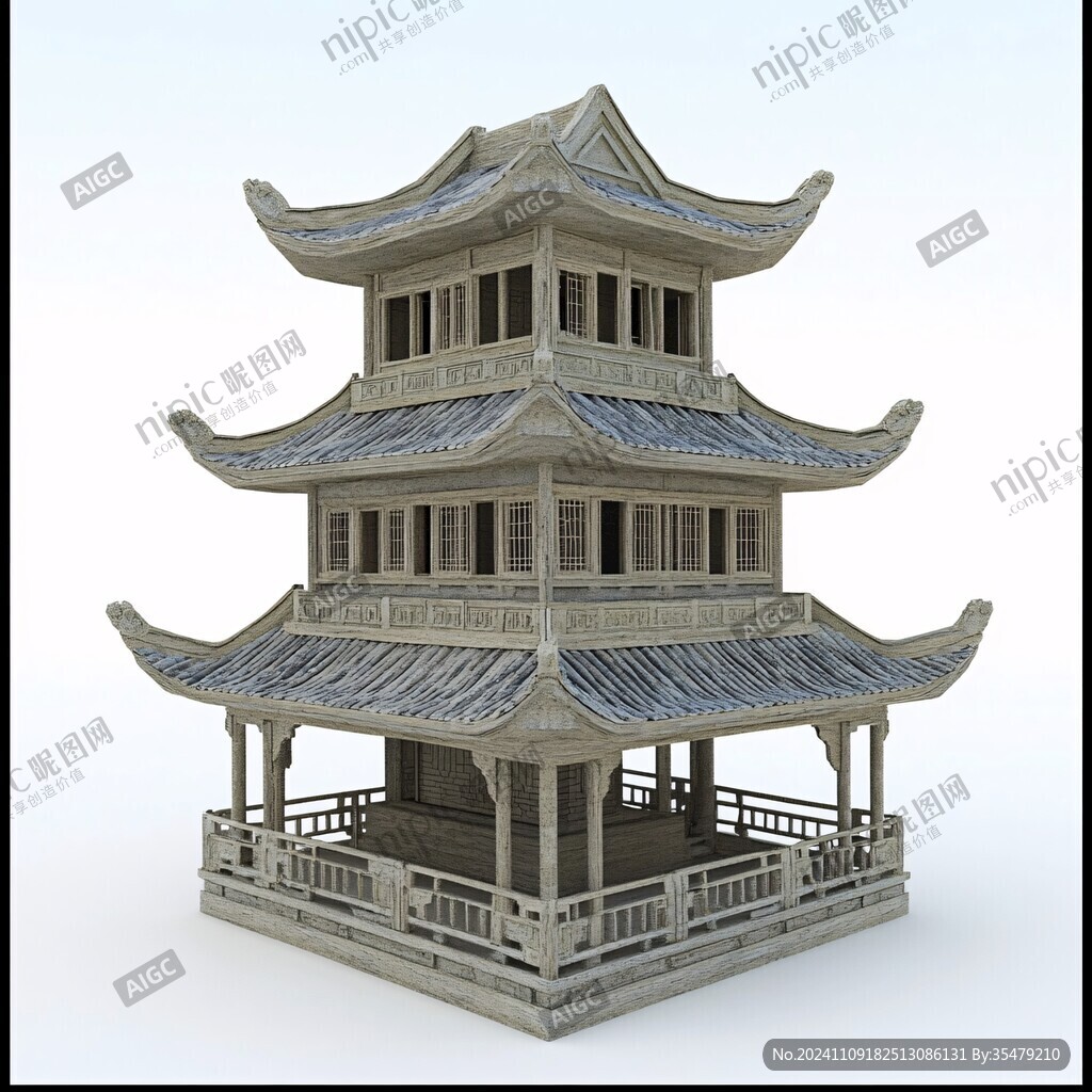 古代望楼模型