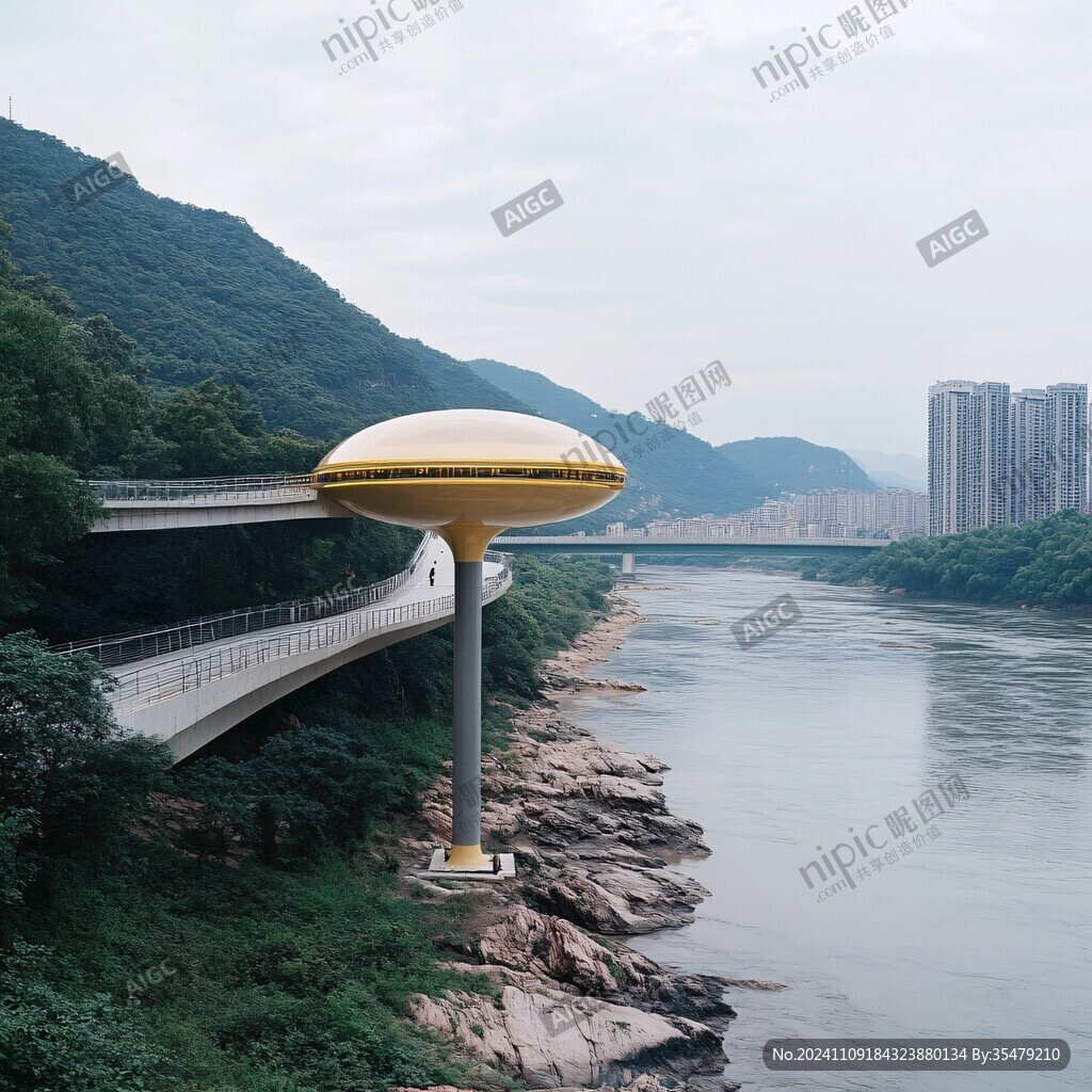 河边提示灯
