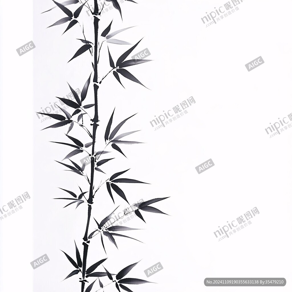 墙面竹影墨竹
