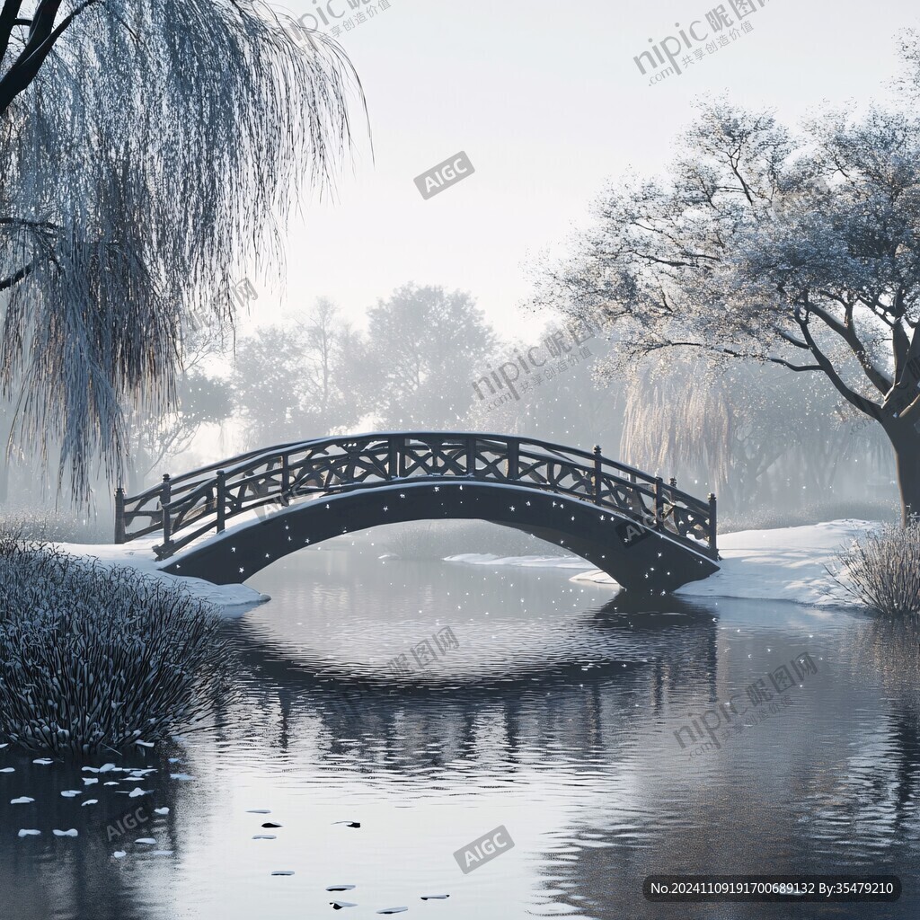 白雪小桥茫