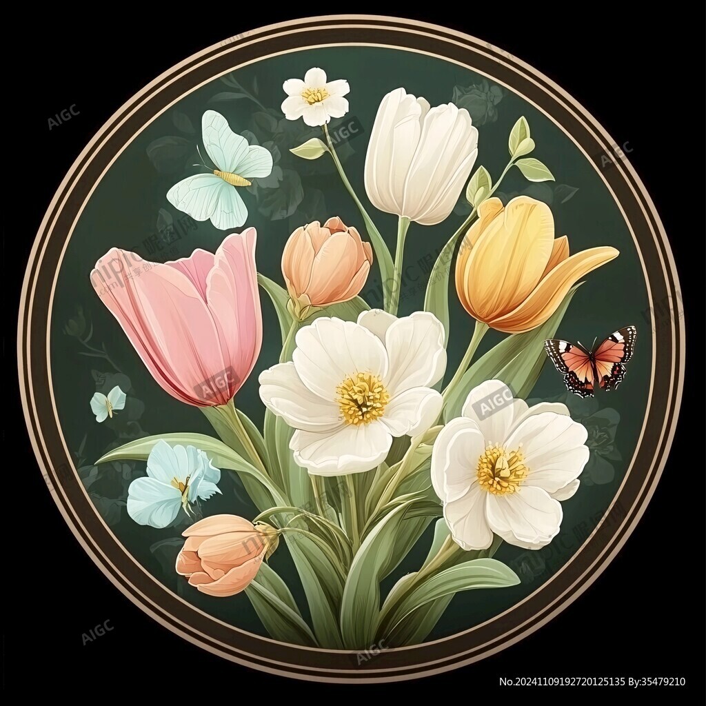 花朵圆形装饰画