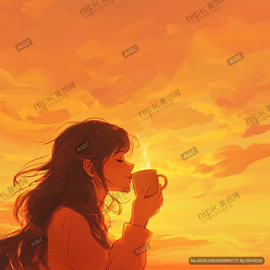 二次元女孩喝奶茶