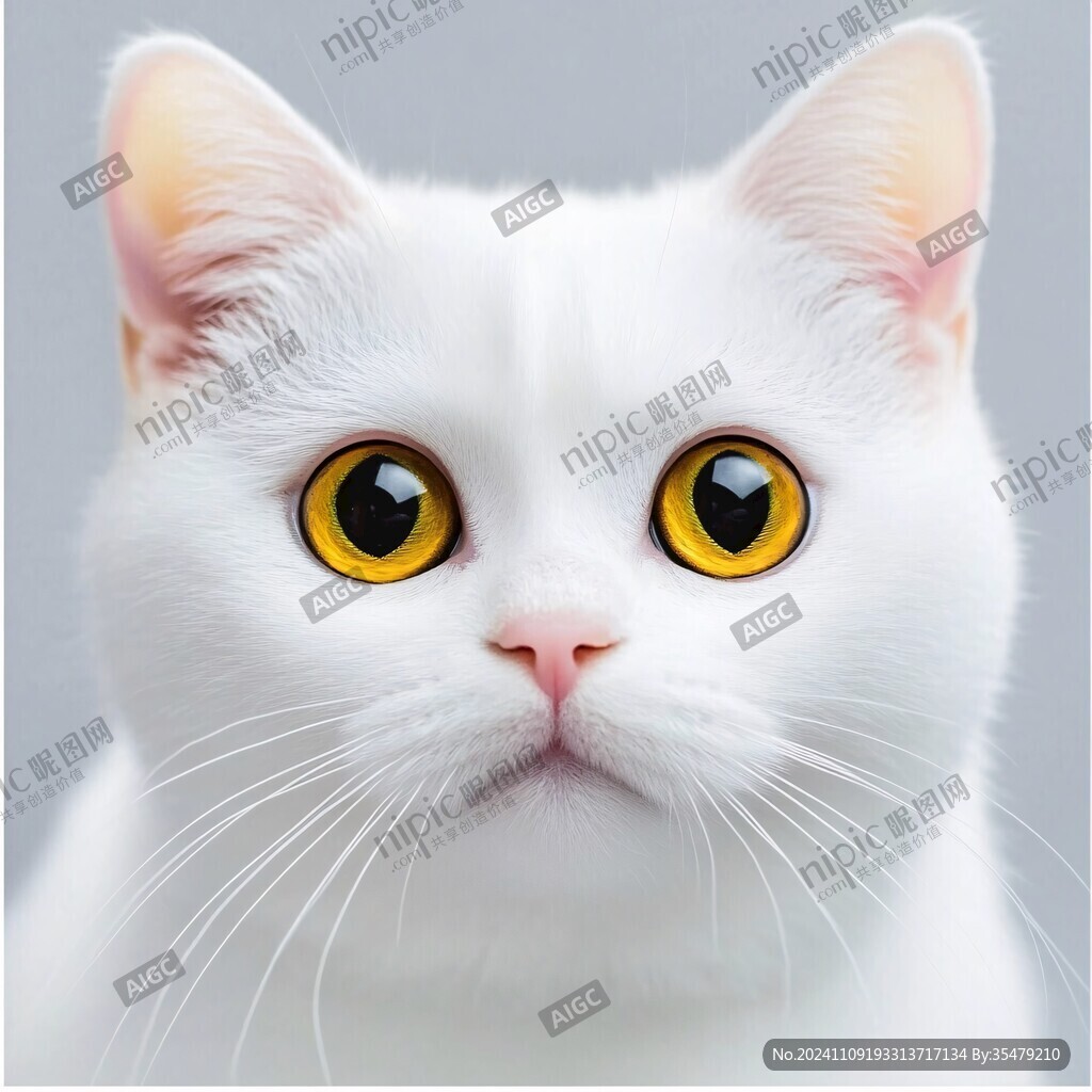 手绘大眼萌猫咪装饰画