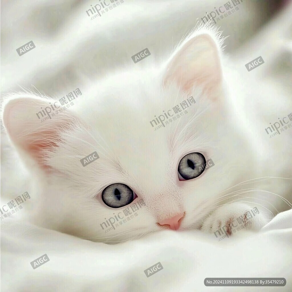 手绘大眼萌猫咪装饰画