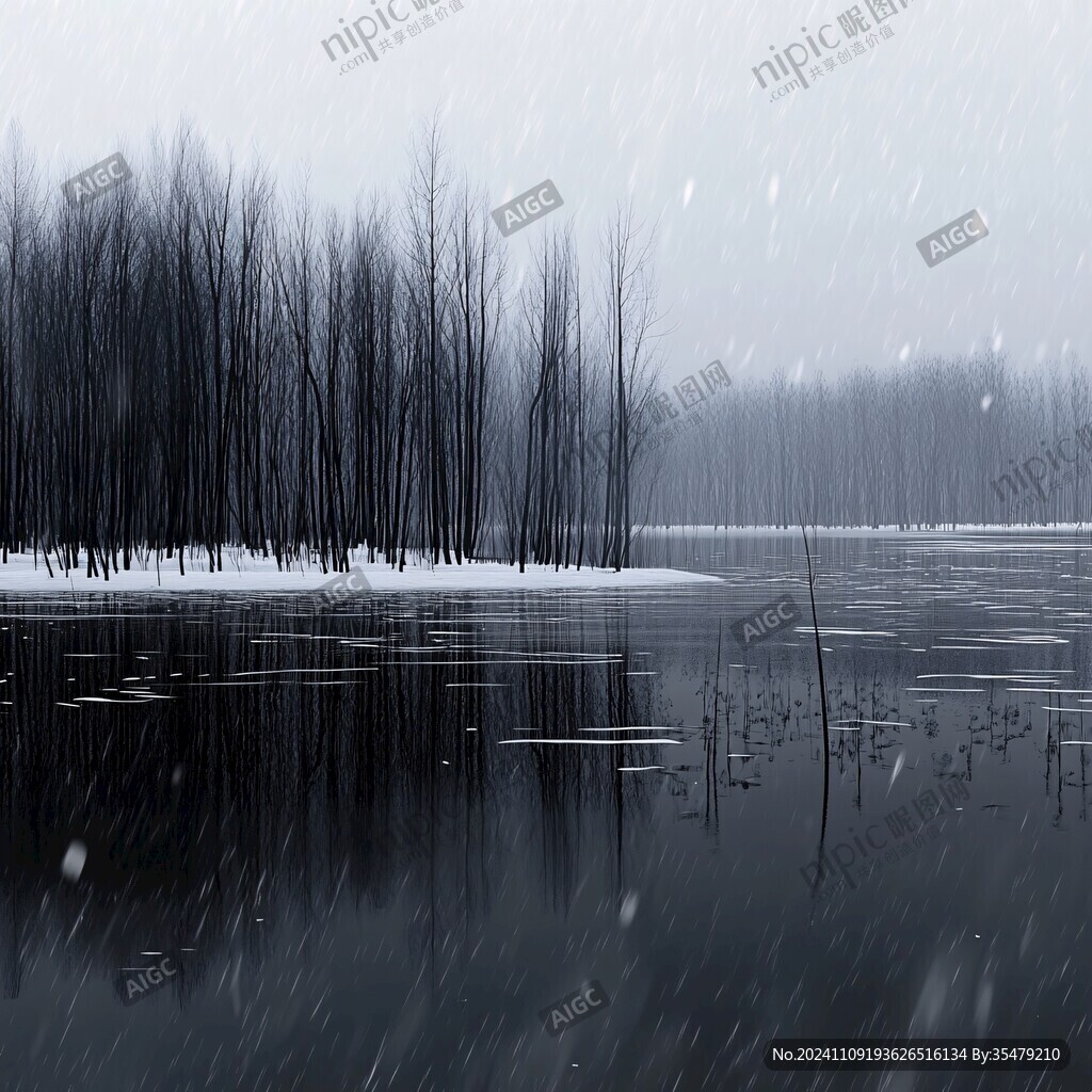 湖泊飞雪