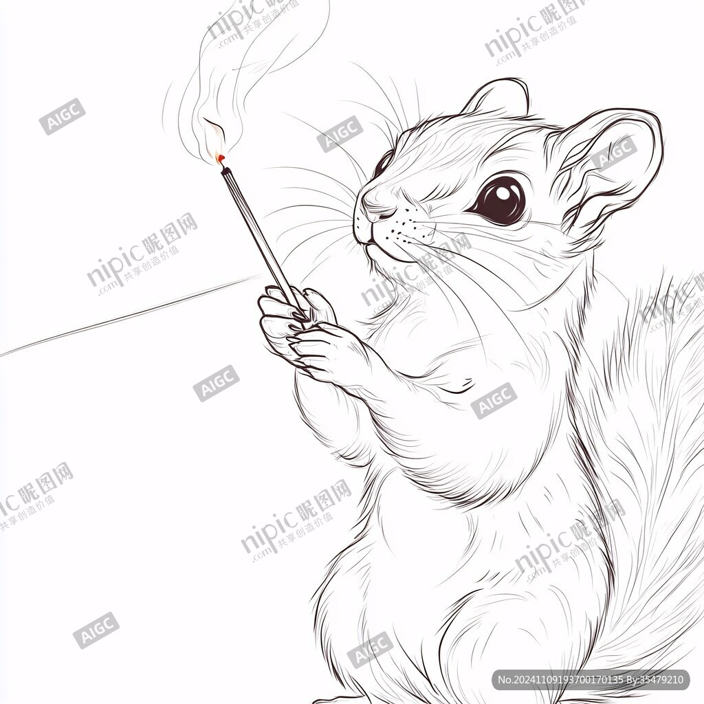 线描金花鼠