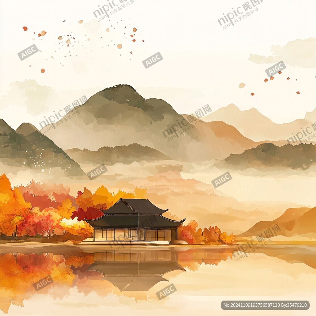 古风秋天景色插画