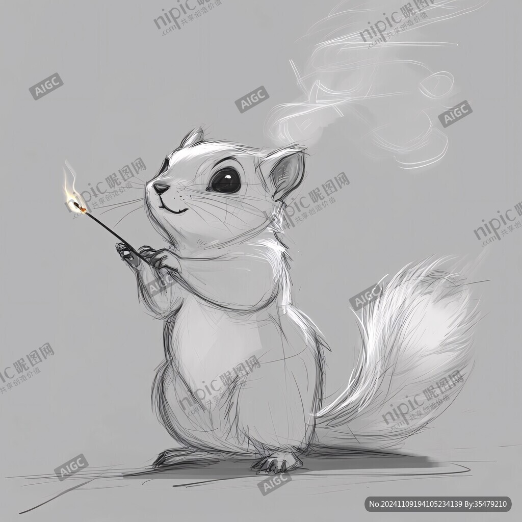 手绘小松鼠