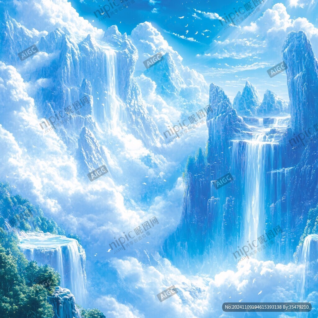 蓝色梦幻山水风情