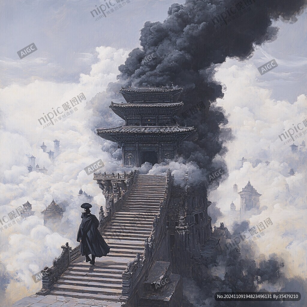 烟雾画玄关壁画