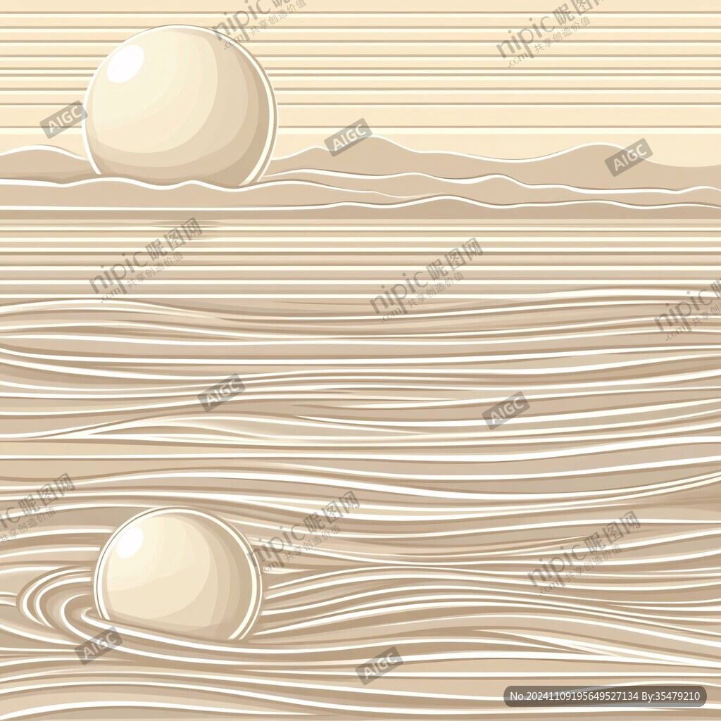 手绘海浪旭日东升