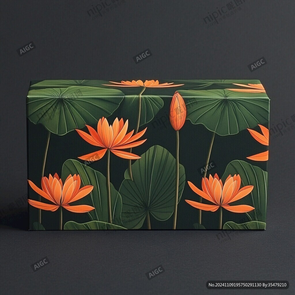 荷花插画月饼盒
