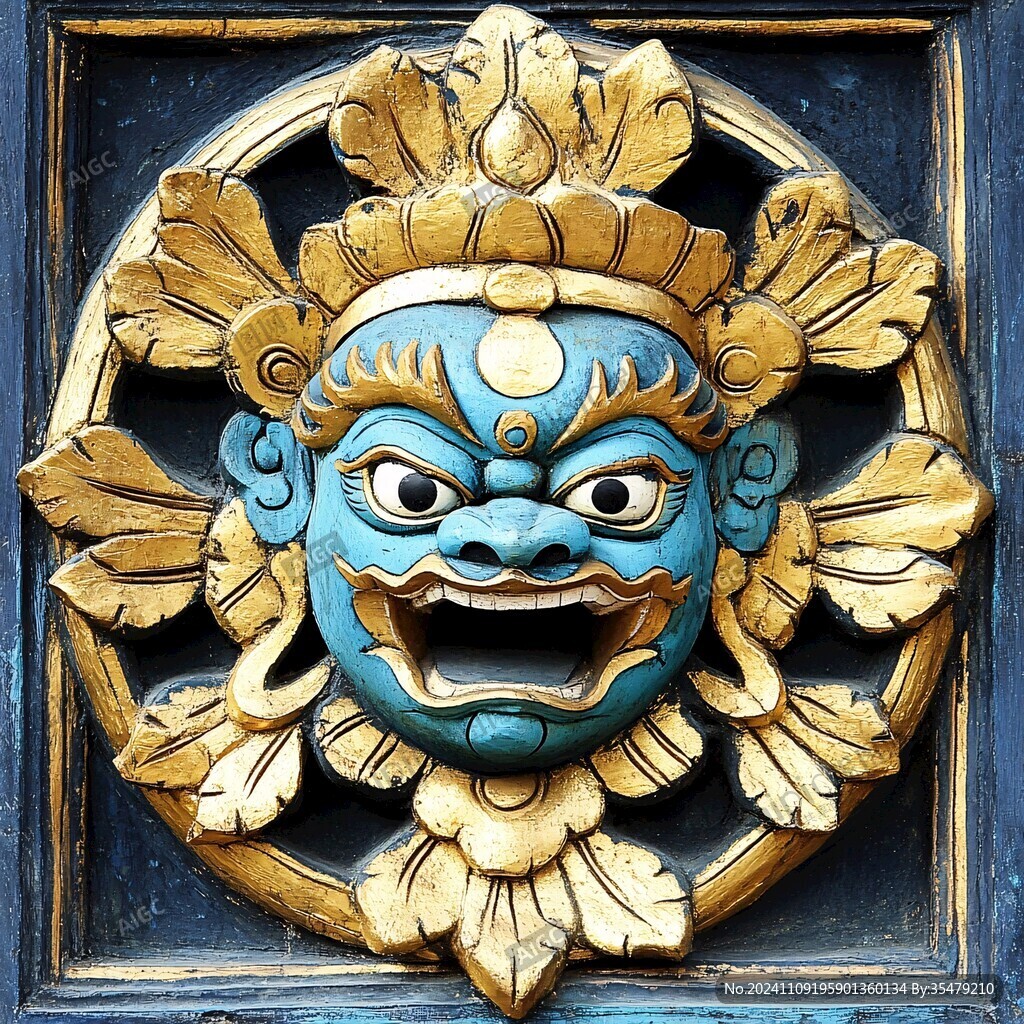 蓝面持金刚护法神面具