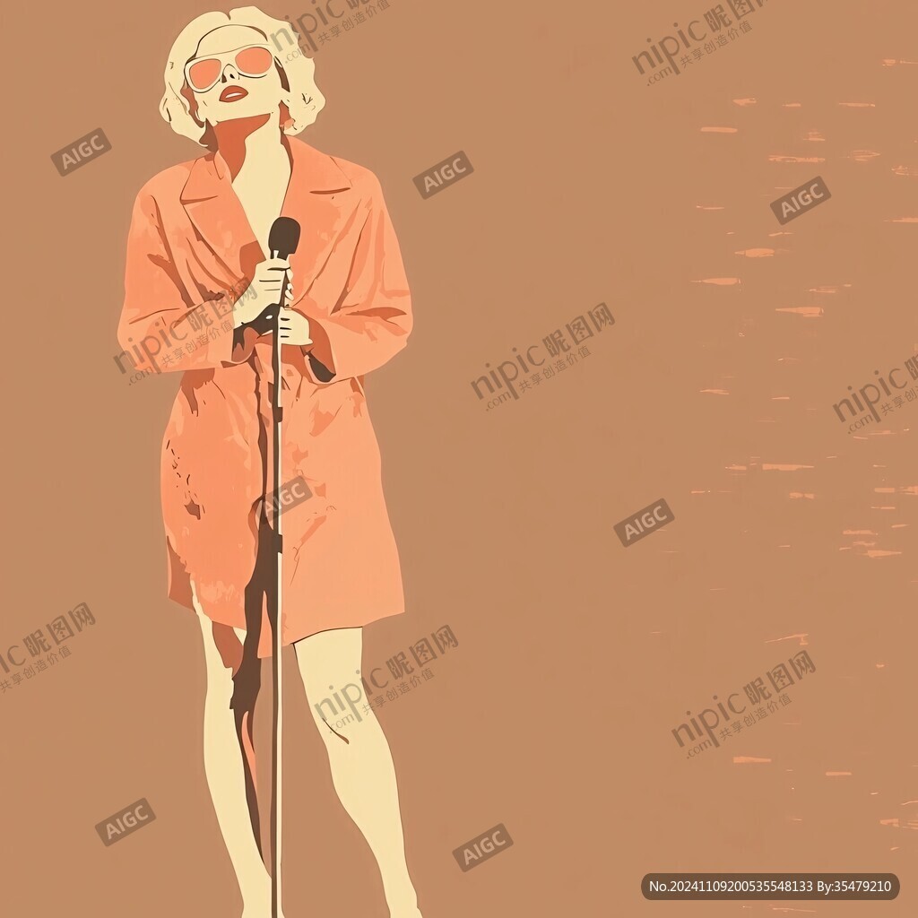 女歌手插画