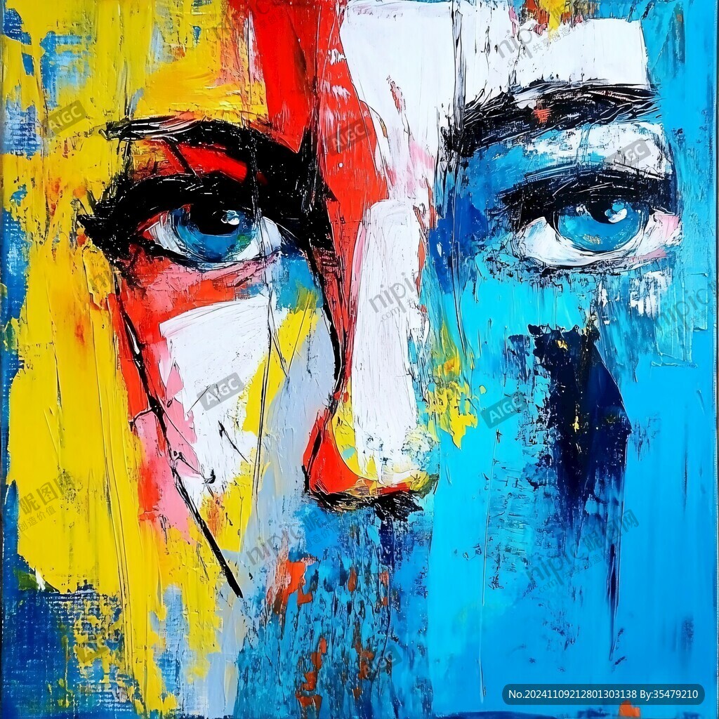 人脸色块拼接装饰画