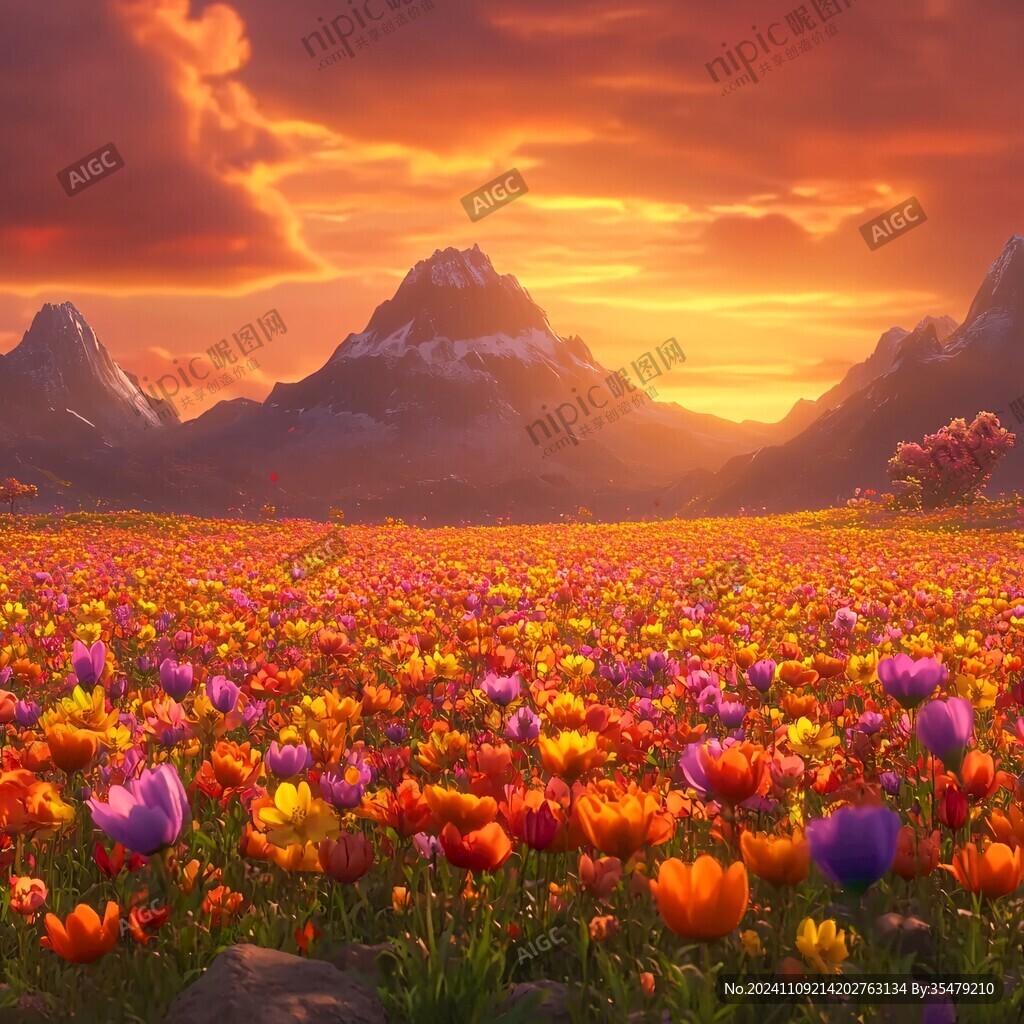 唯美梦幻花田场景