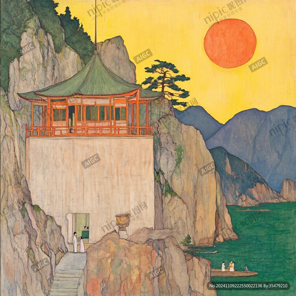 插画爱晚亭