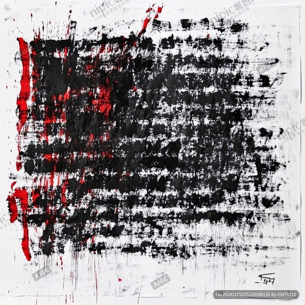红黑白色绘画