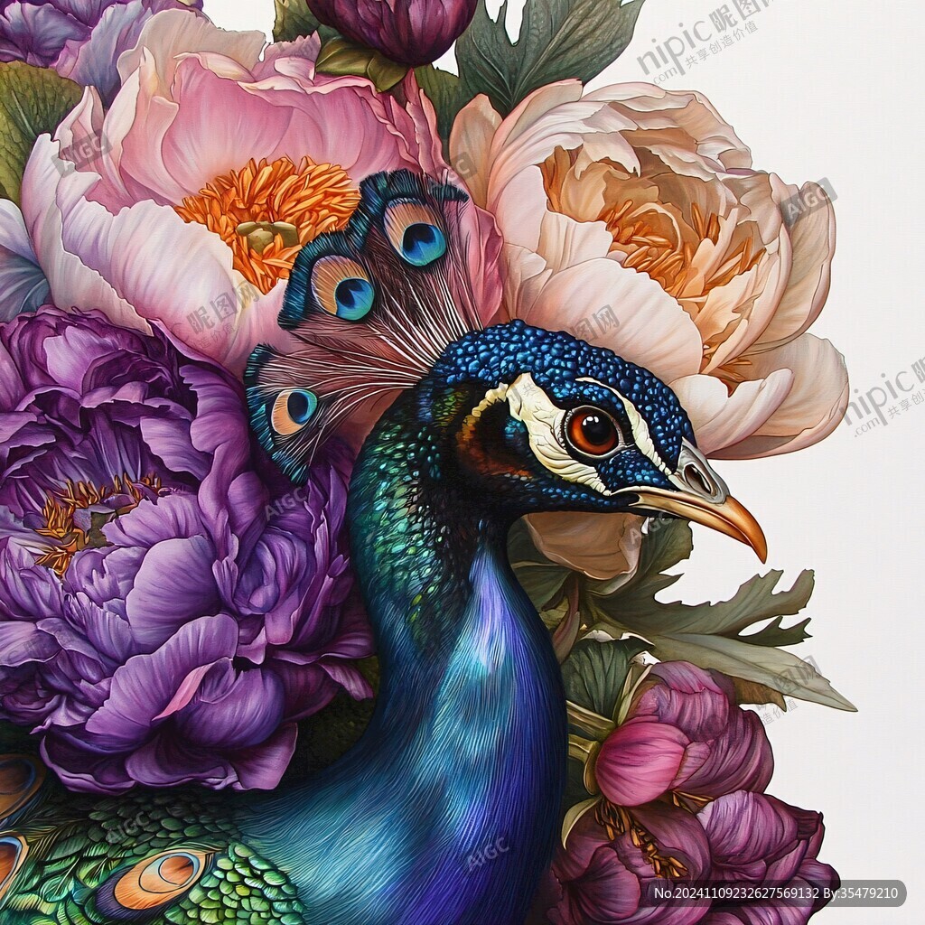 欧美风格鸟花卉