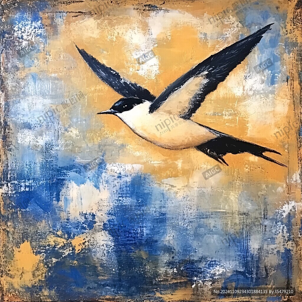 海鸥抽象画